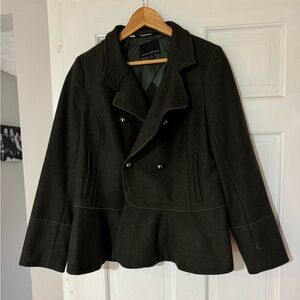 Banana Republic Olive Green Double-Breasted Peacoat